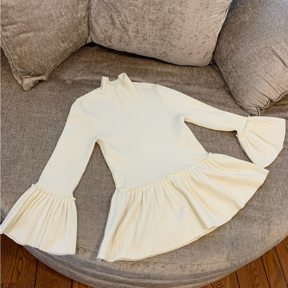 Elegant Cream Flared Sleeve Dress
